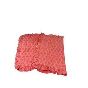 Pioneer Woman Standard Coral Ruffle Floral Pillow Shams Lot Of 2 Farmhouse